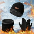thumbnail image 1 of Women's Winter Warm Scarf Hat Gloves 3-Piece Set, Thermal Neck Warmer Beanie and Touchscreen Anti-Slip Gloves, Cold Weather Accessory Set for Outdoor Black, 1 of 4