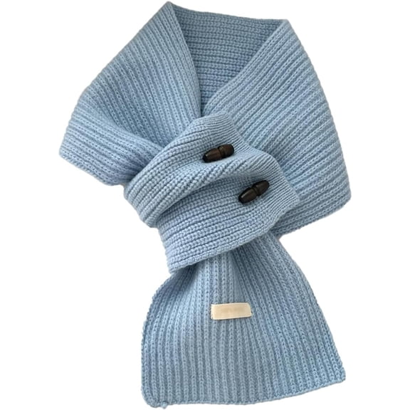 Women's Winter Warm Scarf, Pure Wool, with Wooden Buttons, Knitted Neck Warmer, Suitable for Cold Weather