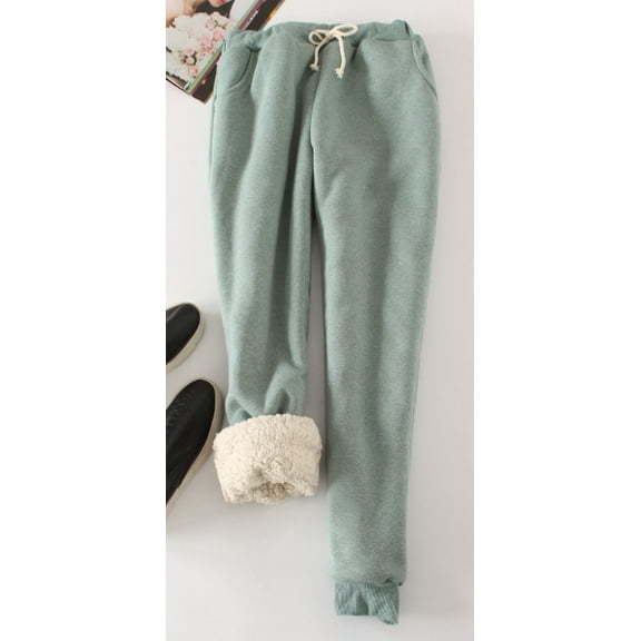 Women's Winter Warm Sherpa Lined Cotton Harem Pants Cozy Casual Commute Sweatpants