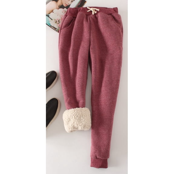 Women's Winter Warm Sherpa Lined Cotton Harem Pants Cozy Casual Commute Sweatpants