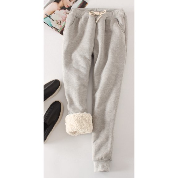 Women's Winter Warm Sherpa Lined Cotton Harem Pants Cozy Casual Commute Sweatpants