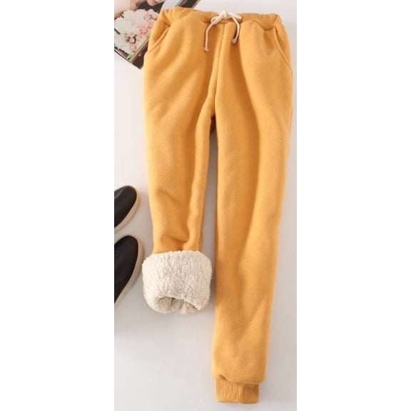 Women's Winter Warm Sherpa Lined Cotton Harem Pants Cozy Casual Commute Sweatpants