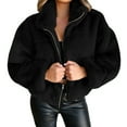 thumbnail image 1 of Women's Winter Warm Short Coat Lapel Zipper Fleece Jacket Coat with Pockets, 1 of 9