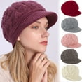 thumbnail image 1 of Women's Winter Warm Slouchy Cable Knit Beanie Skull Hat with Visor, 1 of 6