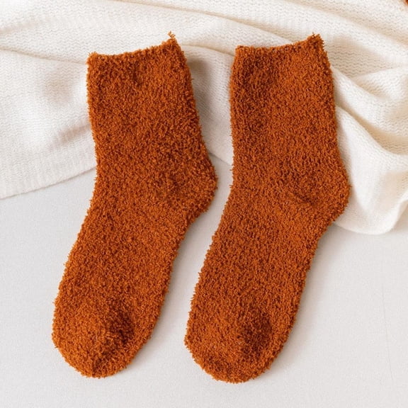Women's Winter Warm Snow Socks Solid Color Soft Fluffy Bed Socks Ladies Home Floor Slipper Plush Thicken Coral Fleece Warmer