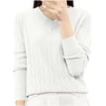 thumbnail image 1 of Women's Winter Warm Sweaters Casual Loose Base Knitted Solid Color Round Neck White Fall Clothing (XL), 1 of 4