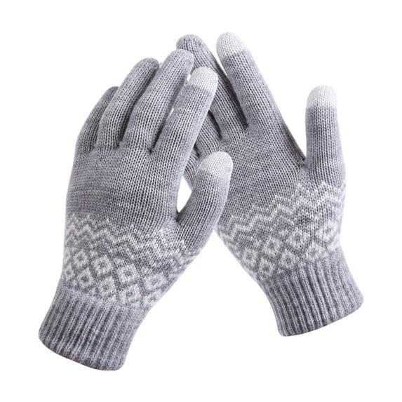 Women's Winter Warm Touch Screen Gloves Womens Thermal Cable Knit Wool Fleece Lined Glove for Cold Weather Gray One Size