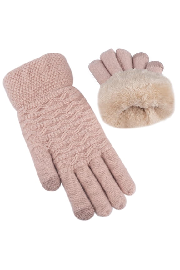 Women's Winter Warm Touch Screen Gloves Womens Thermal Cable Knit Wool Fleece Lined Glove for Cold Weather