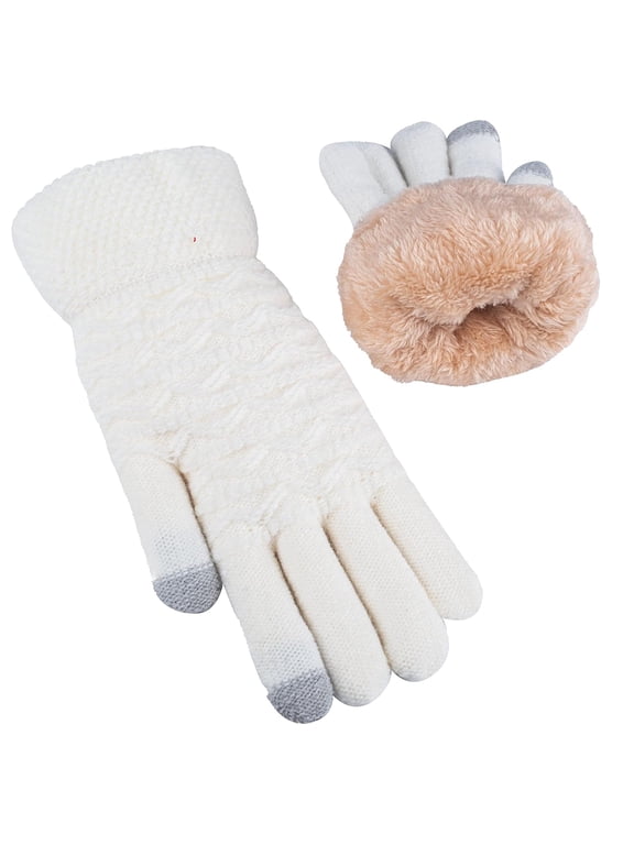 Women's Winter Warm Touch Screen Gloves Womens Thermal Cable Knit Wool Fleece Lined Glove for Cold Weather