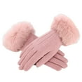 thumbnail image 1 of Women's Winter Warm Touchscreen Gloves, Fleece Lined Thermal Gloves with Soft Furry Cuffs, Double Thick Cold Weather Gloves for Outdoor Activities, Screen Operation Ski Gloves for Smartphone Use Pink, 1 of 4