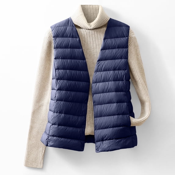 Women's Winter Warm Vest Wadded Style Down Coat Tank Solid Tops for Cold Weather