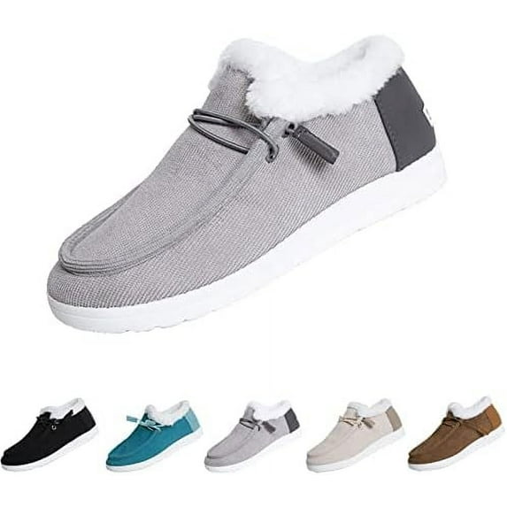 Women's Winter Warm Wendy Shoes,Comfort Cotton Lined Ankle Lightweight Non-slip Moccasins Canvas Flat Snow Boots