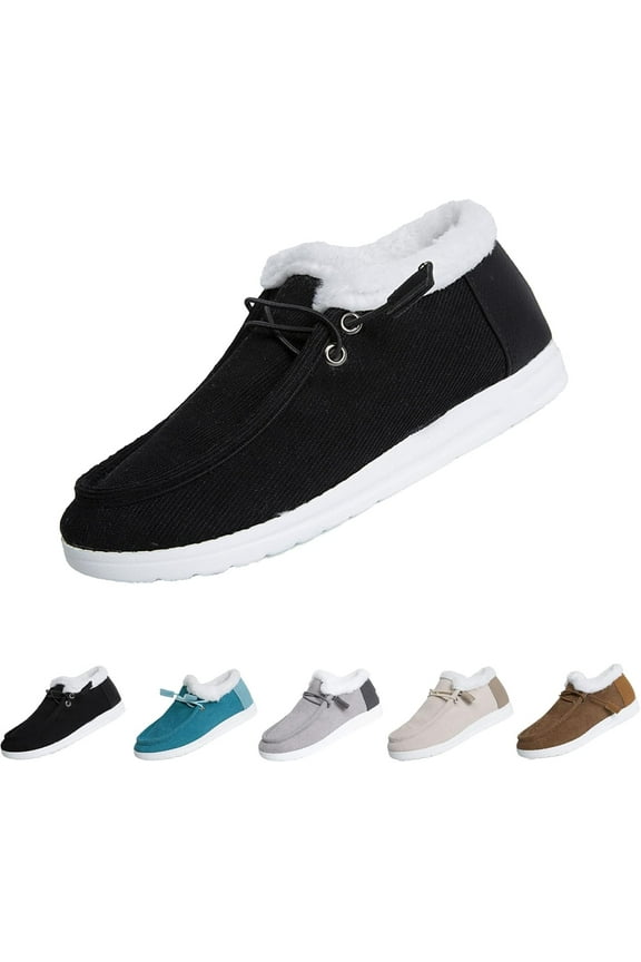 Women's Winter Warm Wendy Shoes,Comfort Cotton Lined Ankle Lightweight Non-slip Moccasins Canvas Flat Snow Boots