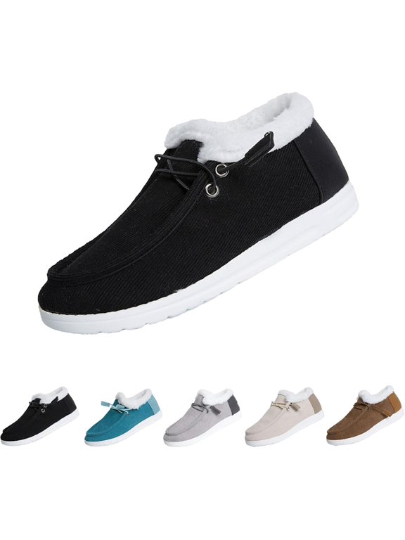 Women's Winter Warm Wendy Shoes,Comfort Cotton Lined Ankle Lightweight Non-slip Moccasins Canvas Flat Snow Boots