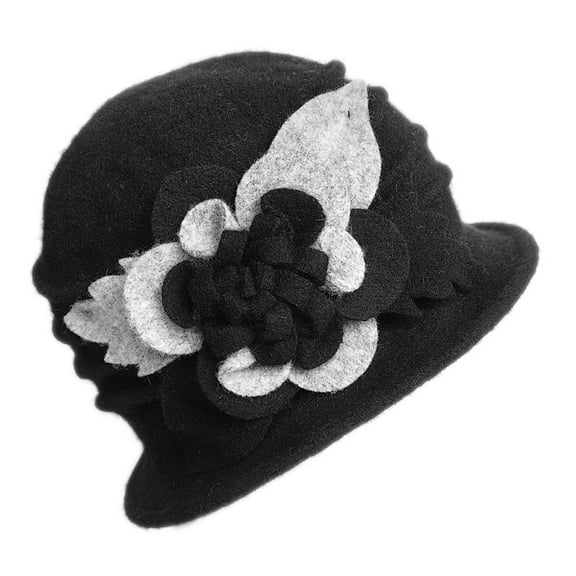 Women's Winter Warm Wool Hats - Beret, Beanie, Cloche & Bucket Styles, 1920s-50s Retro,Black,A,Dailypoc