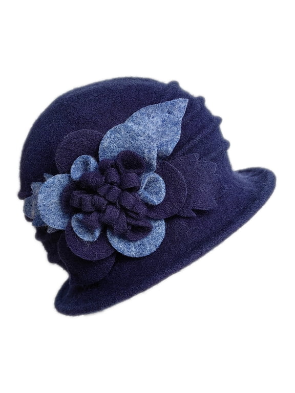 Women's Winter Warm Wool Hats - Beret, Beanie, Cloche & Bucket Styles, 1920s-50s Retro,Navy,One Size,Dailypoc