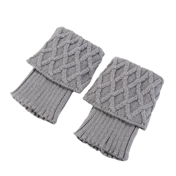 Women's Winter Warmer Knitted Cuffs Knee High Leg Warmer Socks Crochet Leggings Boot LIGHT GREY