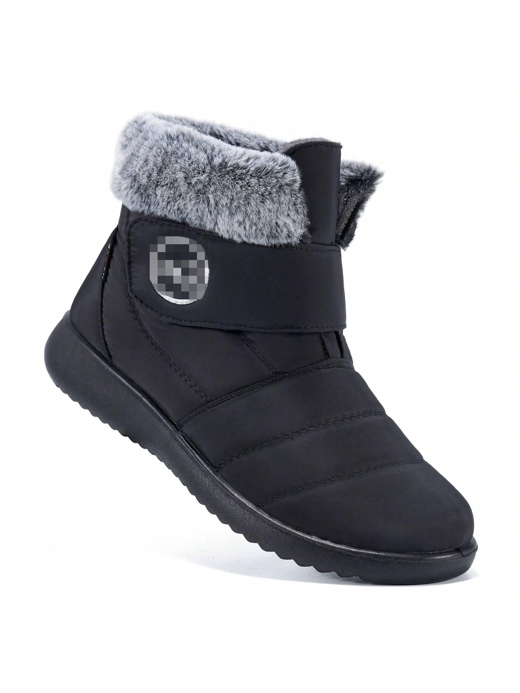 Women's Winter Waterproof Black Snow Boots, Mid Calf Comfort Non-Slip ...