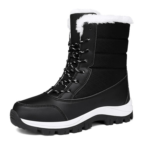 Women's Winter Waterproof Slip Resistant Snow Boots Warm Faux Fur Lined Mid-Calf Boots