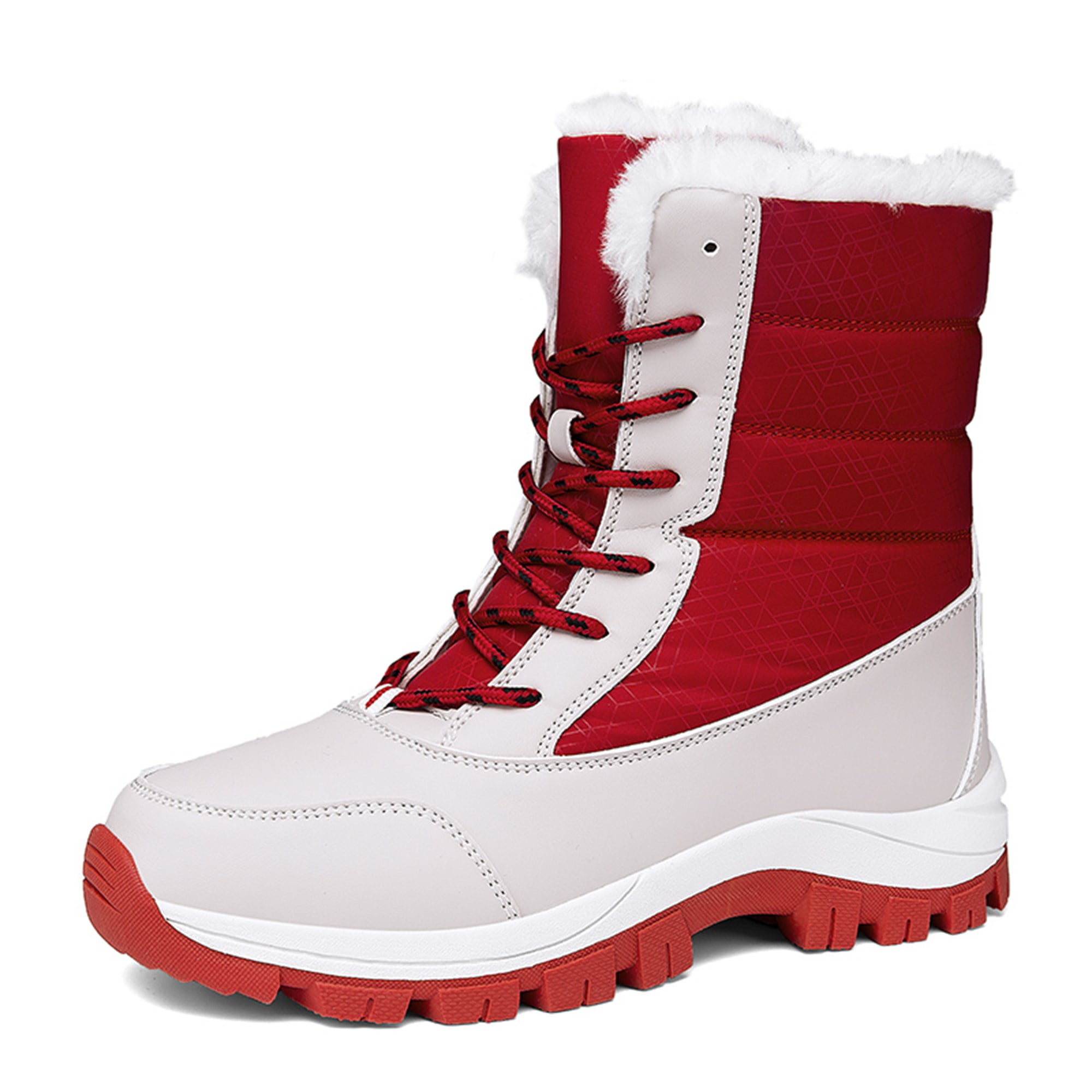 FINIWOR Women's Winter Ankle Boots - Waterproof Combat Hiking Boots With Fur Lining, Side Zipper & Non-Slip Sole 1 thumbnail image