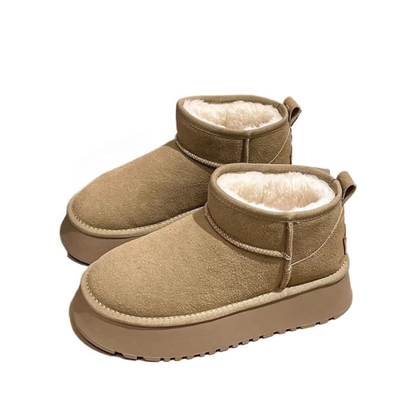 Women’s Winter Waterproof Snow Boots Warm Fleece-Lined Platform Boots, Anti-Slip Outdoor Cold-Weather Ankle Shoes, Thick-Sole Plush Lined Insulated Cotton Boots for Winter Comfort