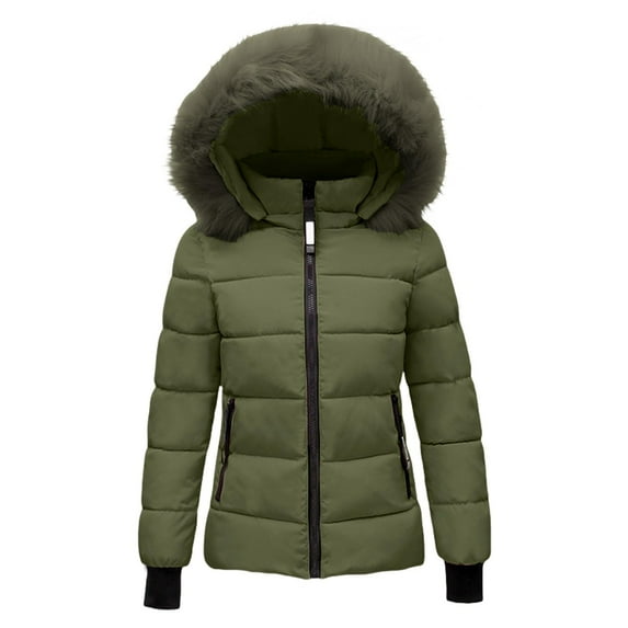 Women's Winter Windproof Warm Down Coats Waterproof Faux Fur Collar Hoodie Jacket Thicken Puffer Jacket Outwear