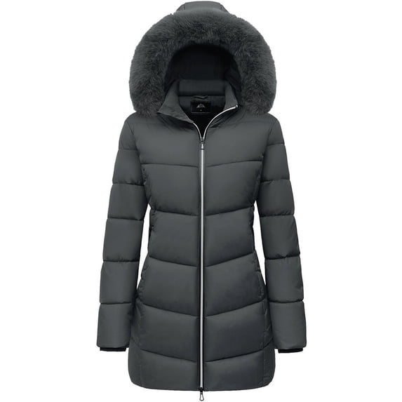 Womens Puffer Jacket Windproof Winter Coat Waterproof Winter Parka Jacket, Gray L
