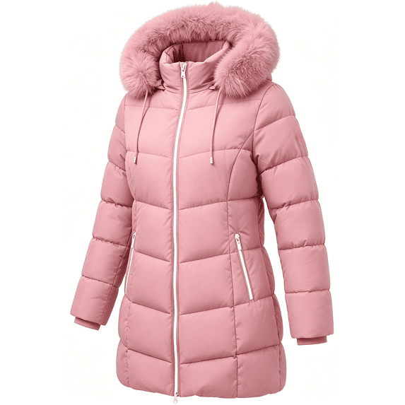 Winter Coats for Women Quilted Winter Jacket Windproof Puffer Parka Coat, Pink 2XL