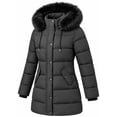 thumbnail image 1 of Women's Long Quilted Winter Coat Thicken Puffer Jacket Waterproof Outwear with Faux Fur Hood, Gray XXL, 1 of 8
