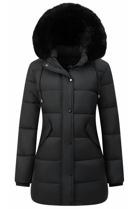 Women's Winter Windproof Warm Down Coats Waterproof Thicken Hooded fashions Puffer Jacket, Black M