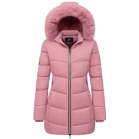 Winter Coats for Women Quilted Winter Jacket Windproof Puffer Parka Coat, Pink S