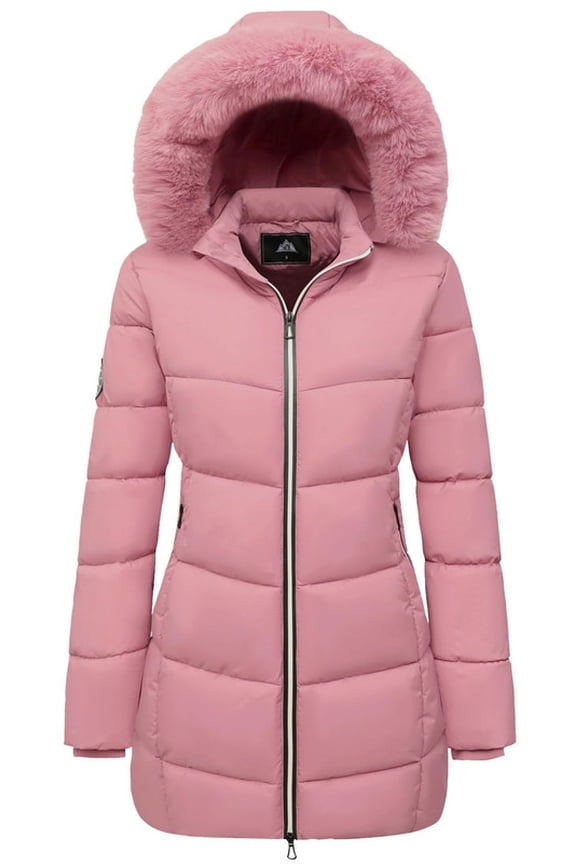 Winter Coats for Women Quilted Winter Jacket Windproof Puffer Parka Coat, Pink L