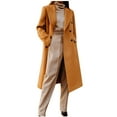 thumbnail image 1 of Women's Winter Wool Blend Coat Casual Notch Lapel Long Sleeve Double Breasted Peacoat Over Coats Long Jackets (S, Khaki), 1 of 8