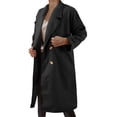 thumbnail image 1 of Women's Winter Wool Mid Length Coat Notched Lapel Buttoned Trench Coat Coat, 1 of 5