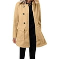 thumbnail image 1 of Women's Winter Wool Mid Length Coat Notched Lapel Buttoned Trench Coat Coat, 1 of 5