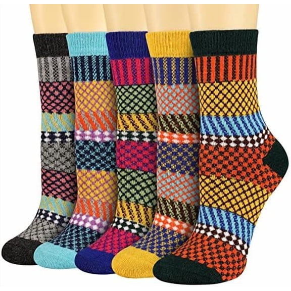 Women's Winter Wool Socks Warm Soft Full Cushion Crew Socks (5 Pairs)