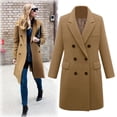 thumbnail image 1 of Women's Winter Wool Thin Coat Trench Jacket Ladies Slim Long Overcoat Outwear Women Full Zip Zip Hoodies for Women Coat Women Long Coat Juniors Utility Jacket Winter Coats for Women without Hood Women, 1 of 6