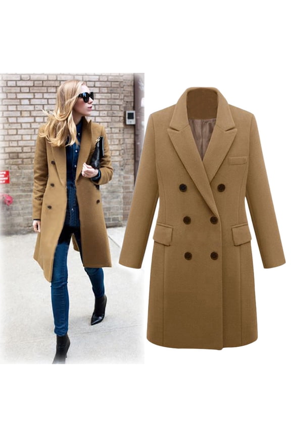 Women's Winter Wool Thin Coat Trench Jacket Ladies Slim Long Overcoat Outwear Women Full Zip Zip Hoodies for Women Coat Women Long Coat Juniors Utility Jacket Winter Coats for Women without Hood Women
