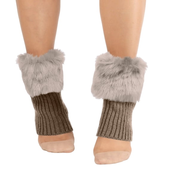 Women's Winter Woolen Sock With A Flip-top, Knitted Woolen Sock Cuff, Khaki