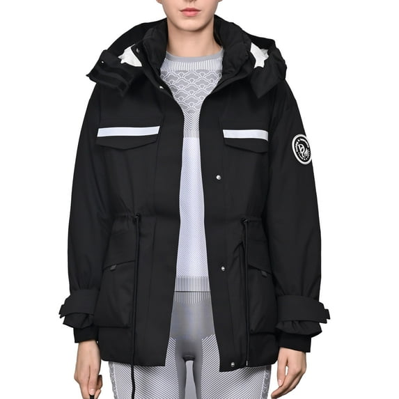 Women's Winter Workwear Parka Down Jacket - Goose Down Filled, Removable Hood, Warm Fashion Outerwear for Office & Daily