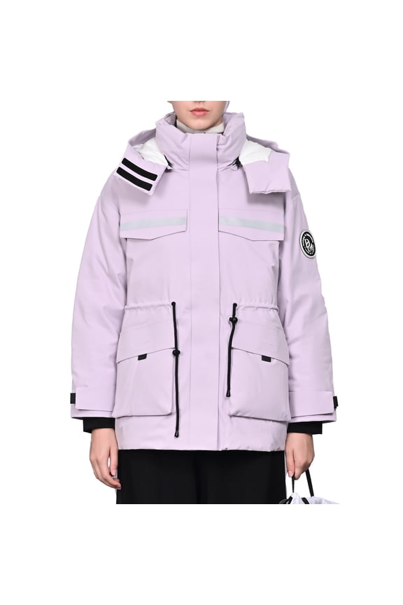 Women's Winter Workwear Parka Down Jacket - Goose Down Filled, Removable Hood, Warm Fashion Outerwear for Office & Daily