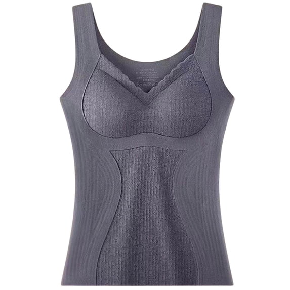 Women's Winter thermal Fleece Lined Tank Top with Built-in Bra, Seamless Padded Warm Base Layer Vest Underwear Dark Gray XXL(XXL)