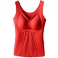 thumbnail image 1 of Women's Winter thermal Fleece Lined Tank Top with Built-in Bra, Seamless Padded Warm Base Layer Vest Underwear Red XXL(XXL), 1 of 7