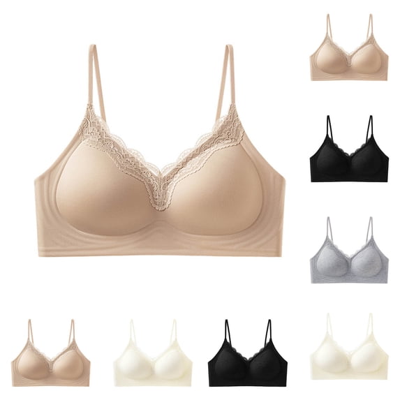 Women's Wire Free Bra, Full Coverage Underarm Smoothing Push-Up Underwear, Thin Straps Design, Comfort Bralette | VerBelle,Gray M