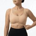thumbnail image 1 of Women's Wire‑Free Cross Back Sports Bra, Front Closure Lift & Support Anti‑Sag Seamless Bralette, M‑XXL, 1 of 8