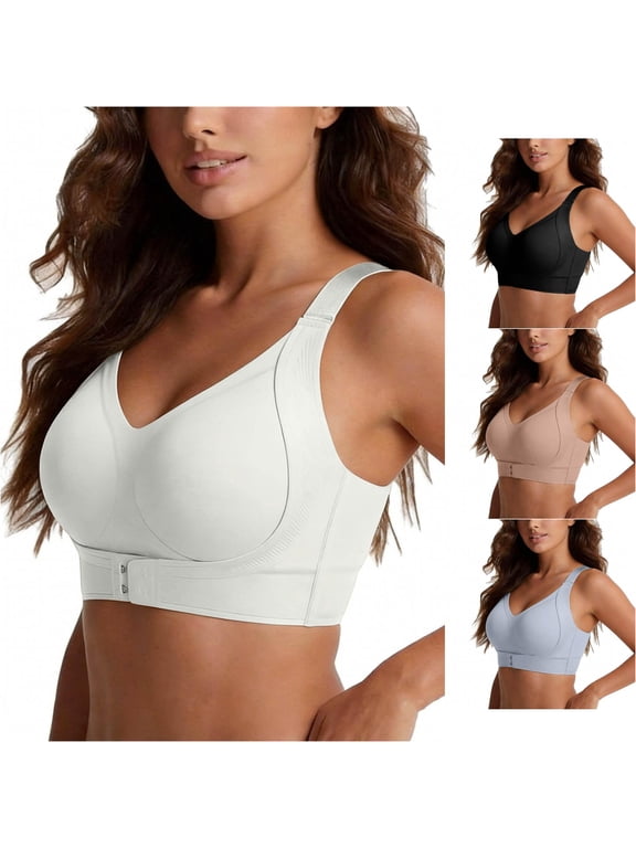 Women's Wirefree Bra, Lifting Full Coverage Four Hook Closure