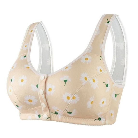 Women's Wirefree Bra Plus Size Soft Cup Bras Seamless Front Closure Sports Bra Comfortable Breathable Base Bra Underwear