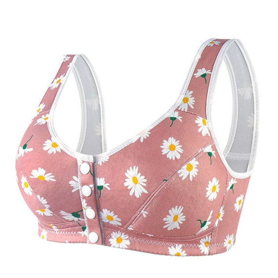 Women's Wirefree Bra Plus Size Soft Cup Bras Seamless Front Closure Sports Bra Comfortable Breathable Base Bra Underwear