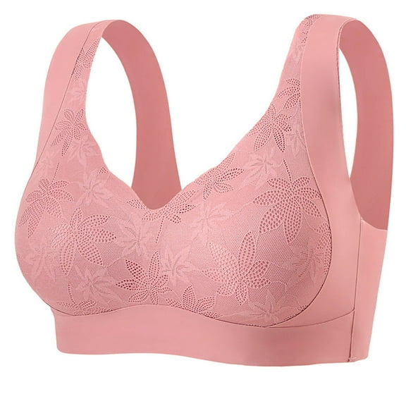 Women's Wirefree Bras Push Up Supportive Bralettes Plus Size Comfortable Breathable Bralettes Everyday Wear (XL, Pink)