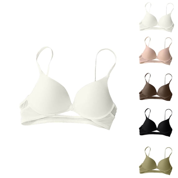 Women's Wirefree Bras Solid Color Full Coverage Push up Supportive Bras Women Comfortable Breathable Sleeping Underwear Black XL